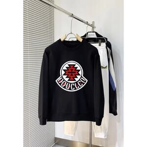 Moncler Men's and Women's Crew Neck Black Long Sleeve T-Shirt